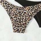 Damen hochgeschnittene Bikinihose im Leo-Design