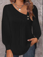 Damen Langarmshirt mit elegantem Plissee-Design und Knopfdetails R&B