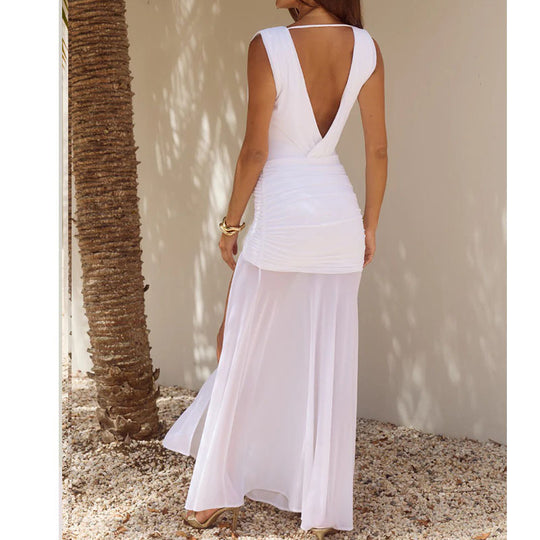 Damen Wickelkleid mit eleganten Drapierungen und V-Ausschnitt R&B