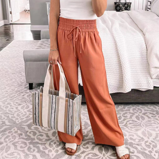 Damen Weit geschnittene Freizeithose mit elastischem Bund und verstellbarem Kordelzug R&B