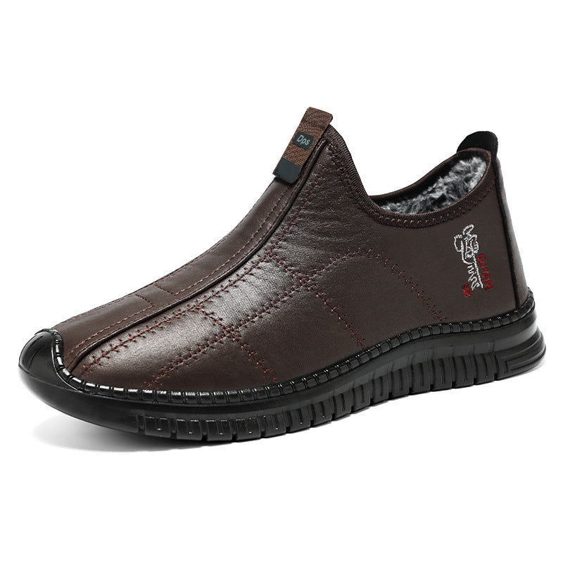 Damen Bequeme und warme Lederhausschuhe mit rutschfester Sohle R&B