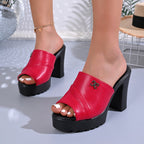 Damen Plateau-Pantoletten mit elegantem Riemendesign und bequemer Sohle R&B