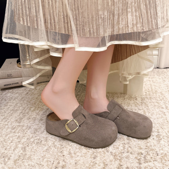 Damen Clogs aus hochwertigem Wildleder mit eleganter Schnalle R&B