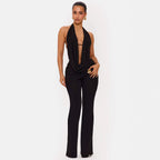 Damen Eleganter Jumpsuit mit doppeltem Kragen und trendiger Raffung R&B