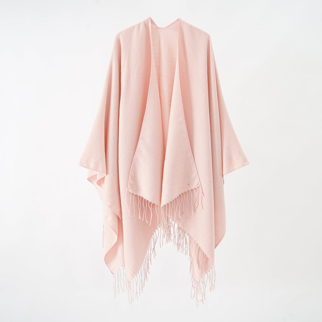 Damen Modischer Fransen-Poncho Aus Weichem Material mit Luxuriösem Fall R&B