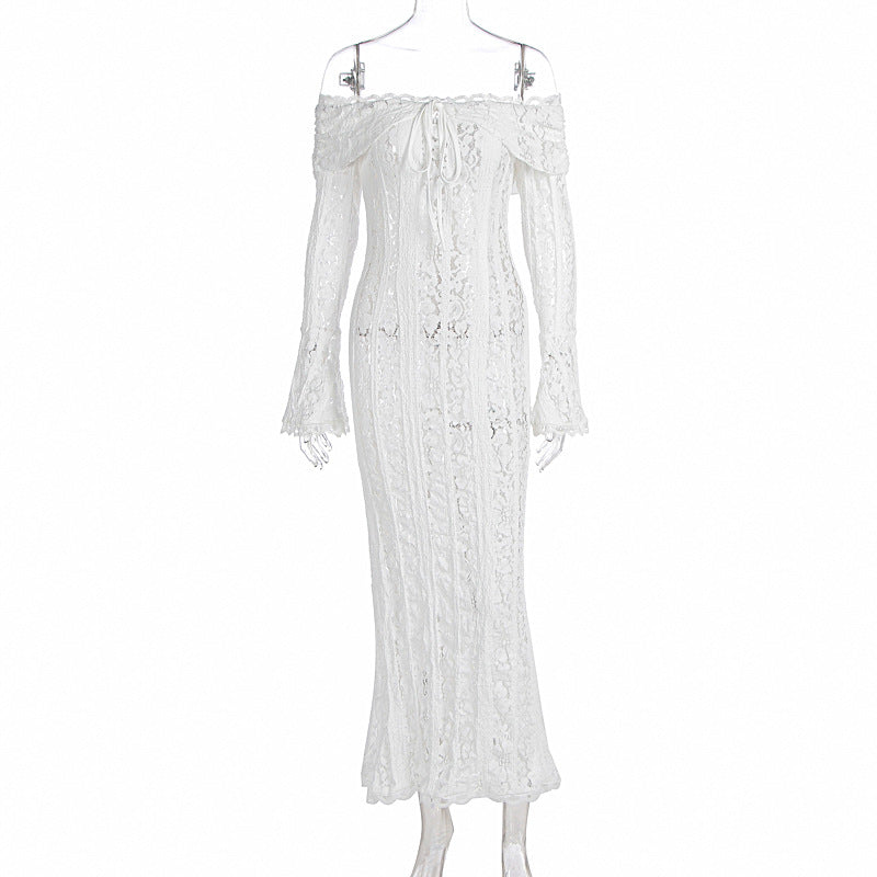 Damen Elegantes Spitzenkleid im figurbetonten Schnitt mit Off-Shoulder Design R&B