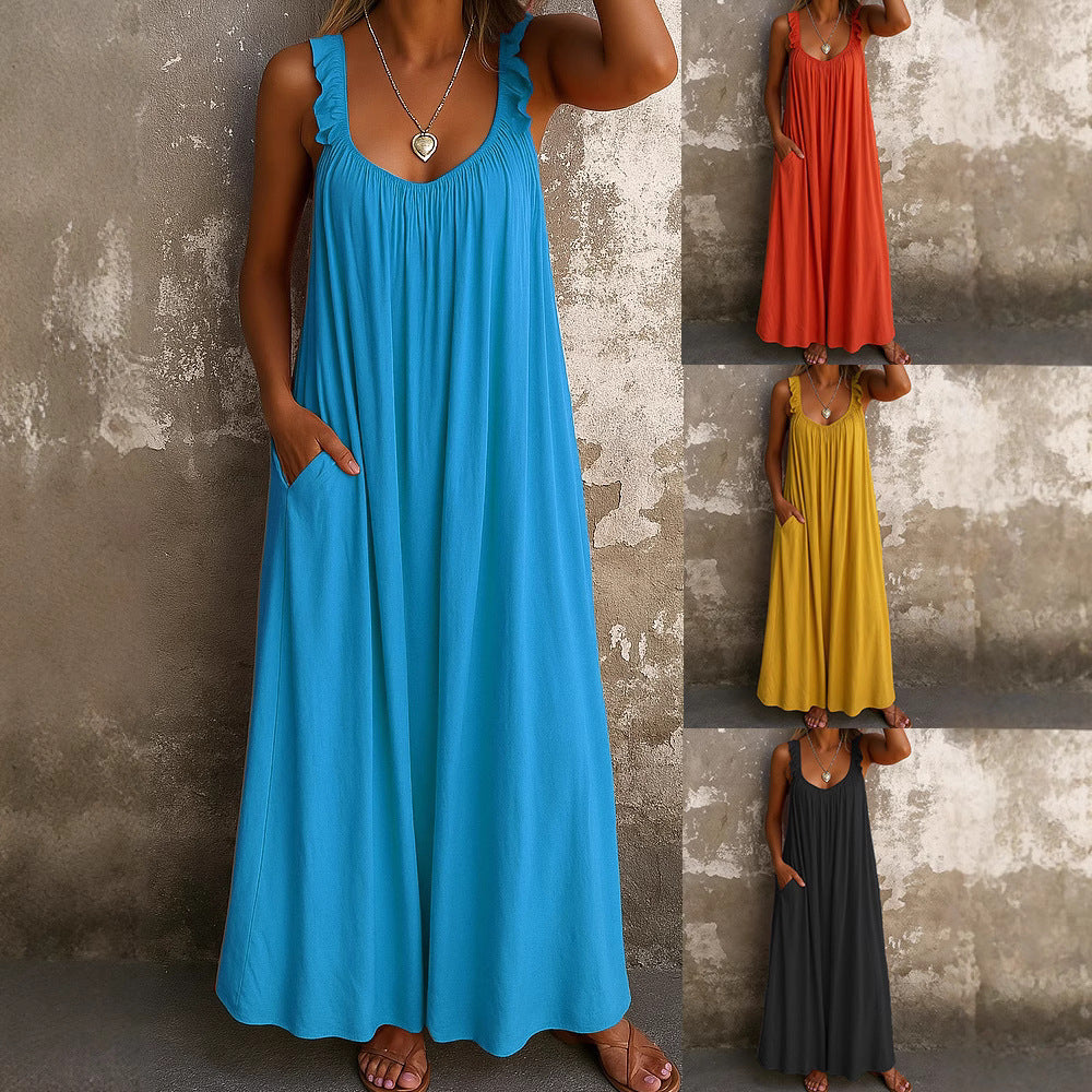 Damen Maxi-Kleid mit trägerloser Passform und luftiger Silhouette R&B