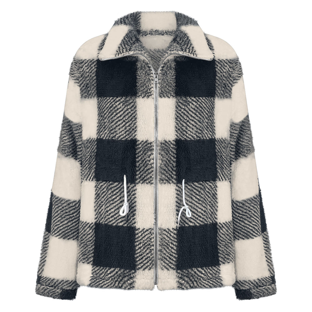 Damen Fleecejacke mit modischem Karomuster und praktischen Taschen R&B