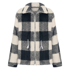 Damen Fleecejacke mit modischem Karomuster und praktischen Taschen