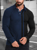 Herren Langarm-Polohemd mit modernem Farbblockdesign