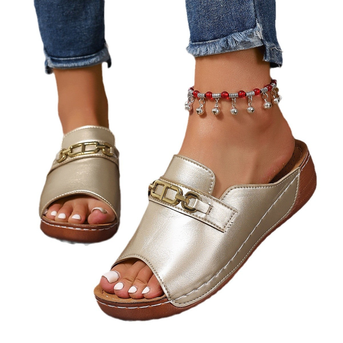 Damen Komfortable Clogs mit dekorativer Schnalle und atmungsaktiver Innensohle R&B