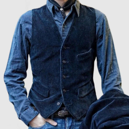 Herren Cordweste im rustikalen Look mit praktischen Taschen R&B