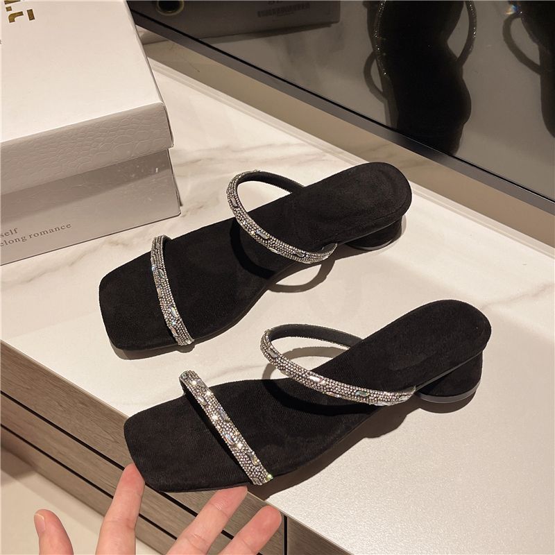 Damen elegante Riemchen-Sandalen mit Glitzerakzenten R&B