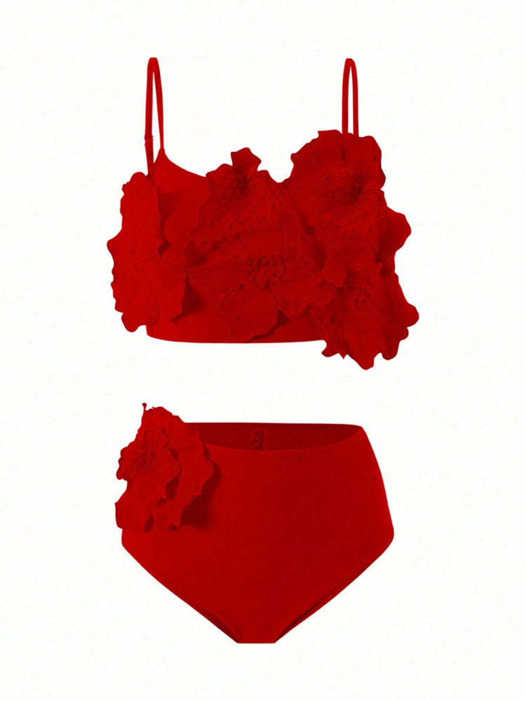 Damen Floral Bikini mit voluminösem Blüten-Design