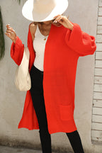 Damen lässige Strickjacke mit offener Front und großzügigen Ärmeln R&B