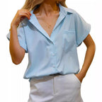 Damen elegant geschnittene Kurzarmbluse R&B