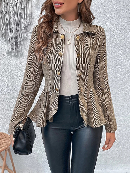 Damen Chic Tailored Blazerjacke mit asymmetrischem Saum und Knopfdetails R&B