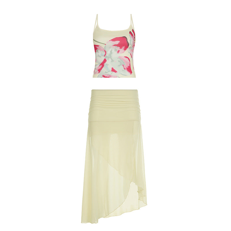 Damen elegantes Maxi-Kleid mit asymmetrischem Schnitt und floralem Designelement R&B