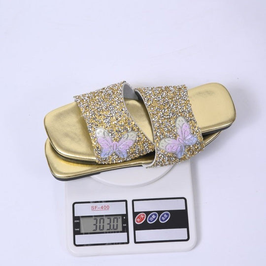 Damen glamouröse Riemensandalen mit glitzernden Details R&B