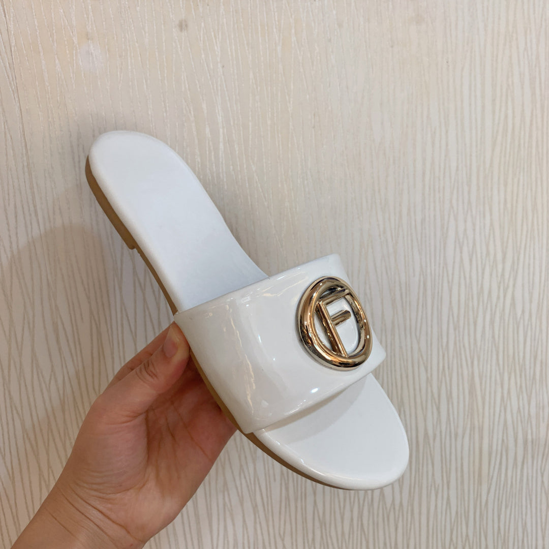 Damen Glamouröse Slide-Sandalen mit stylischem Logo-Akzent R&B