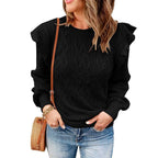 Damen Oversized Strickpullover mit Rüsche R&B