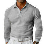 Herren Luxuriöses Langarm-Polohemd mit strukturiertem Design und modernen Details R&B