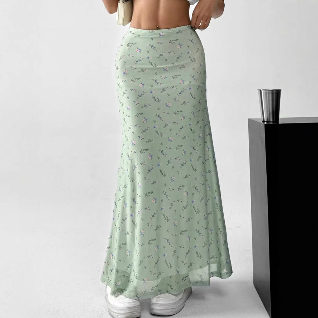 Damen Langrock mit floralen Motiven und fließendem Schnitt R&B