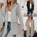 Damen Lange Strickjacke mit durchgehendem Reißverschluss und praktischen Taschen R&B