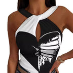 Damen Body mit tiefem Ausschnitt und asymmetrischem Schnitt R&B