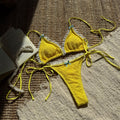 Damen gehäkelter Triangel-Bikini mit romantischen Spitzenakzenten R&B