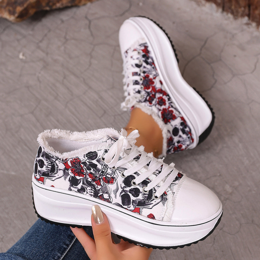 Damen Modische Sneakers mit floralem Print und gepolsterter Sohle R&B