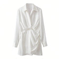 Damen elegantes Blusenshirt mit Knitter-Detail und figurformendem Schnitt
