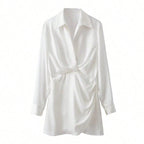 Damen elegantes Blusenshirt mit Knitter-Detail und figurformendem Schnitt