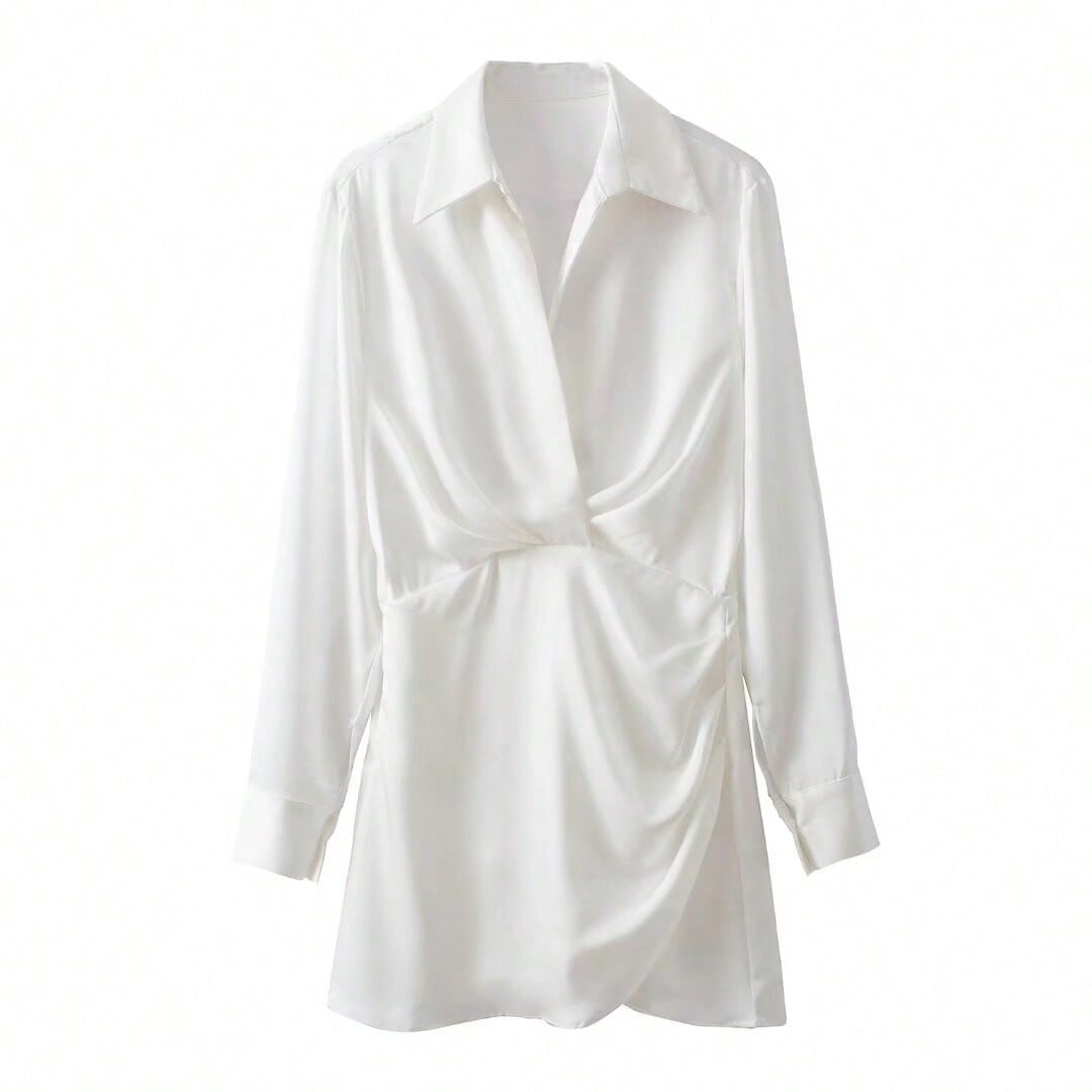 Damen elegantes Blusenshirt mit Knitter-Detail und figurformendem Schnitt