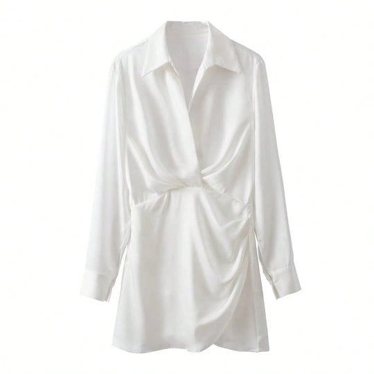 Damen elegantes Blusenshirt mit Knitter-Detail und figurformendem Schnitt R&B