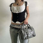 Damen Modisches Crop-Top mit eleganten Knopfdetails und tailliertem Schnitt R&B