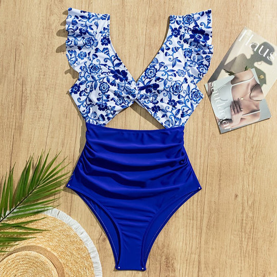 Damen Einteiler Badeanzug mit kreativen Cut-Out Designs R&B