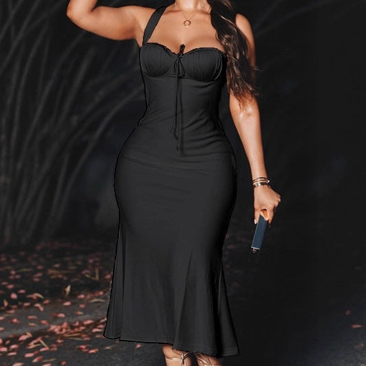 Damen Elegantes Maxikleid mit raffinierten Trägerdetails und figurbetonter Silhouette R&B