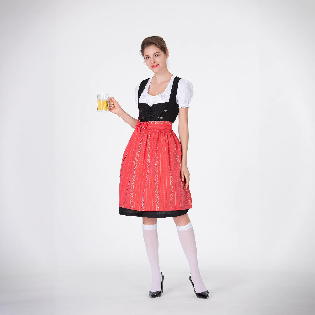 Damen Trachtenkleid mit eleganter Schürze und verspielten Rüschenkanten R&B
