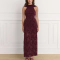 Damen Elegantes Maxikleid mit raffinierter Spitzenverzierung und schickem Halterneck R&B