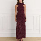 Damen Elegantes Maxikleid mit raffinierter Spitzenverzierung und schickem Halterneck R&B