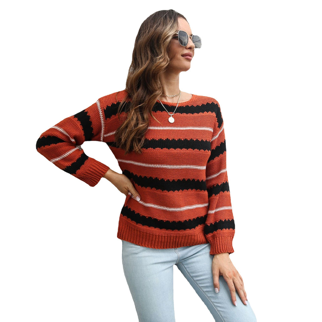 Damen Strickpullover mit modischem Streifenmuster R&B