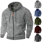 Herren sportlicher Kapuzenpullover mit atmungsaktiver Struktur und farblich abgesetzten Reißverschluss-Details R&B