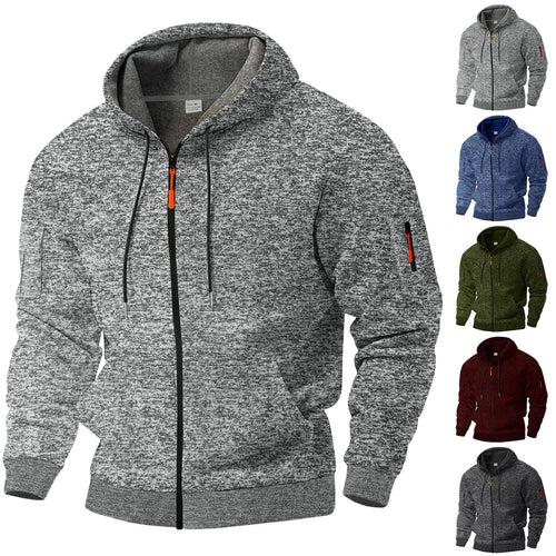 Herren sportlicher Kapuzenpullover mit atmungsaktiver Struktur und farblich abgesetzten Reißverschluss-Details R&B