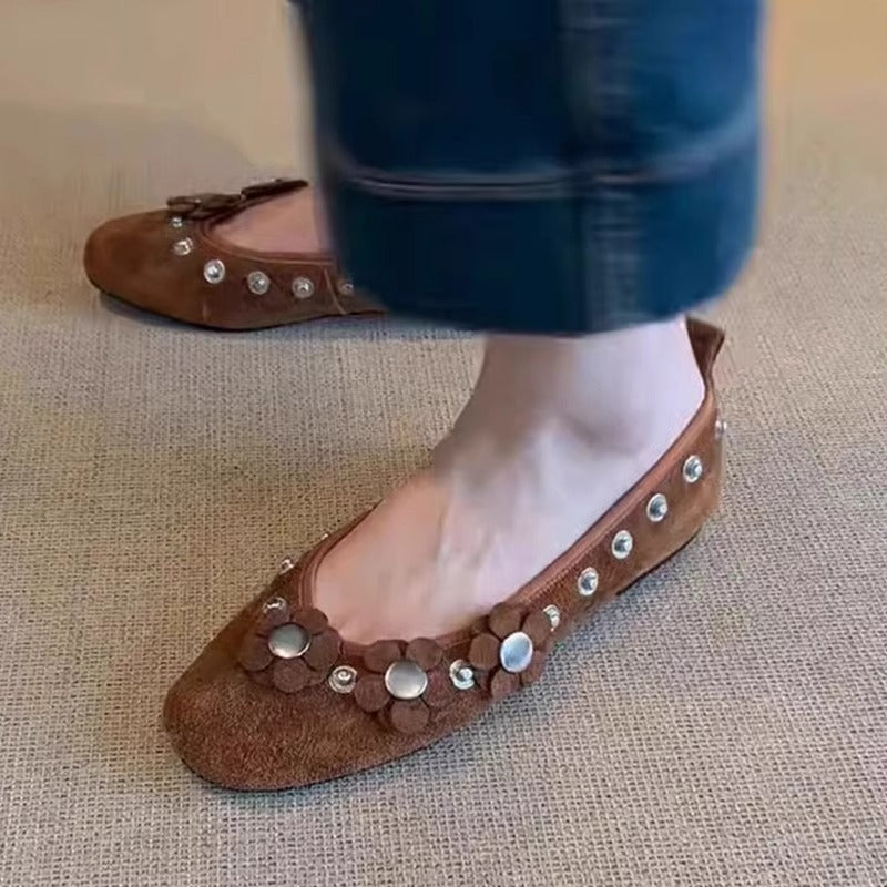 Damen Ballerinas mit floralem Applikationsdesign und glitzernden Akzenten R&B
