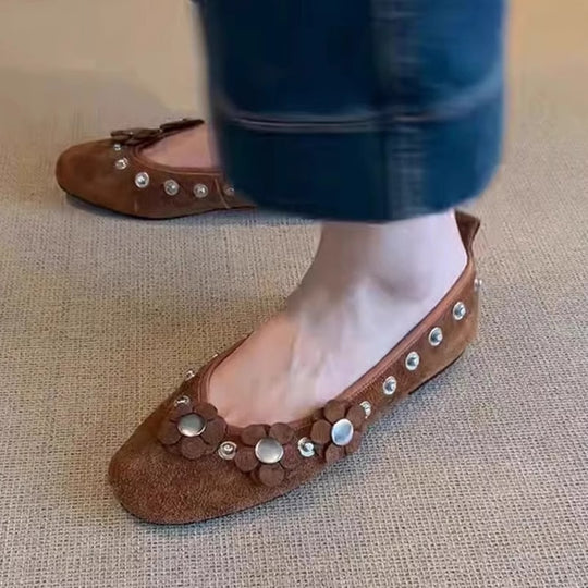 Damen Ballerinas mit floralem Applikationsdesign und glitzernden Akzenten R&B