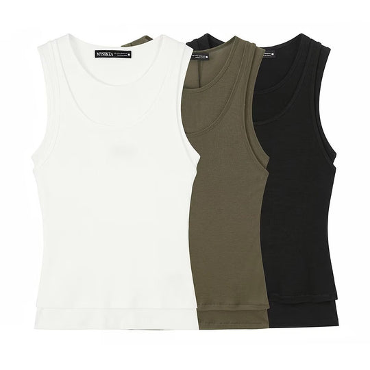 Damen ärmelloses Tanktop aus hochwertigem Stretch-Material mit figurbetontem Schnitt R&B