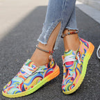 Damen sportliche Sneakers mit buntem Mustermix R&B