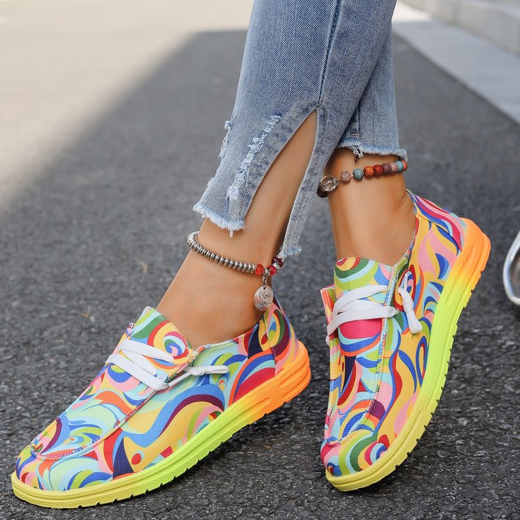 Damen sportliche Sneakers mit buntem Mustermix R&B