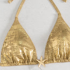 Damen Triangel-Bikini-Set mit glänzenden Akzenten und verstellbaren Trägern R&B